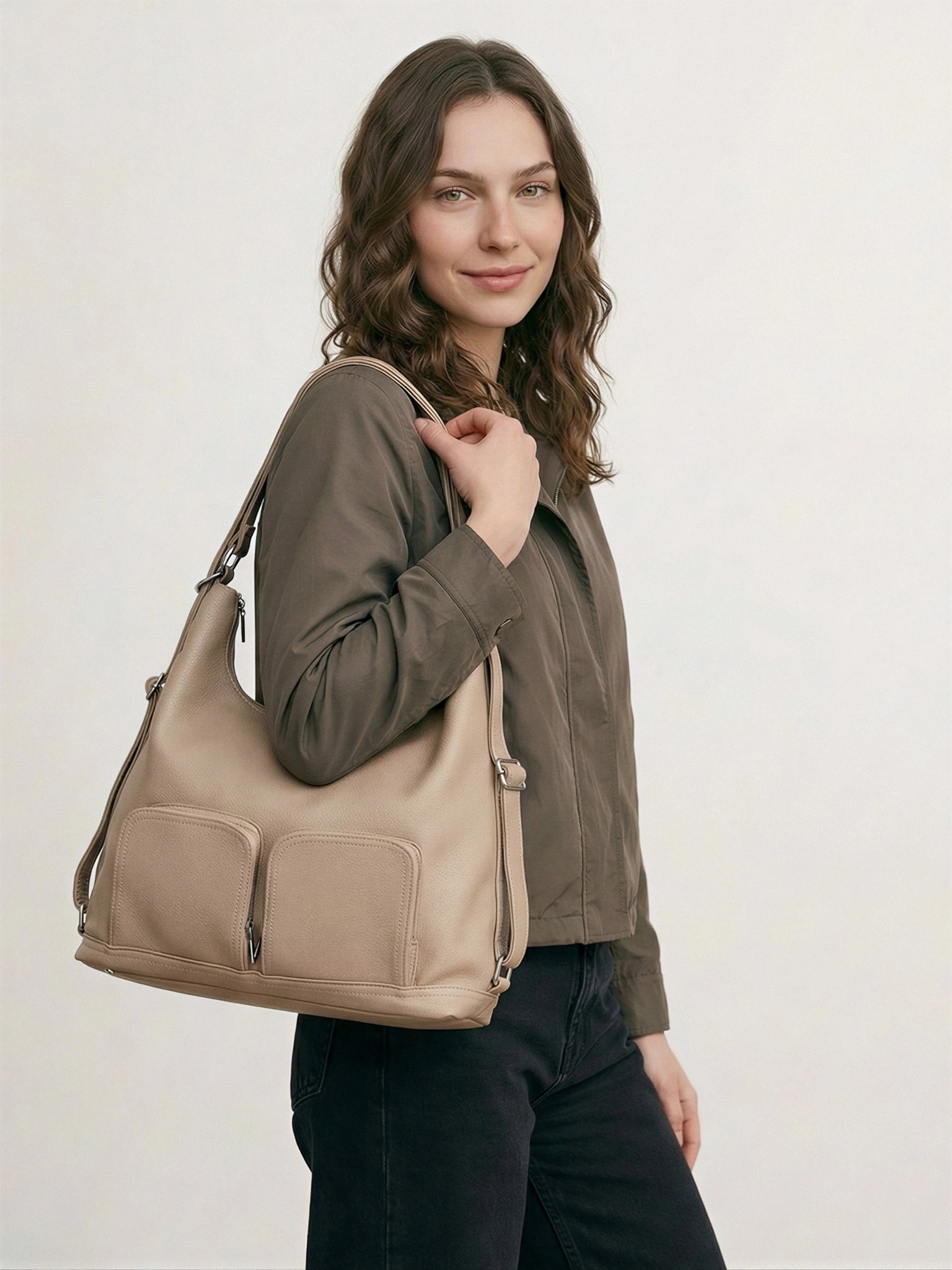 Сумка-шоппер  с декоративным пуллером со стразами в ассортименте